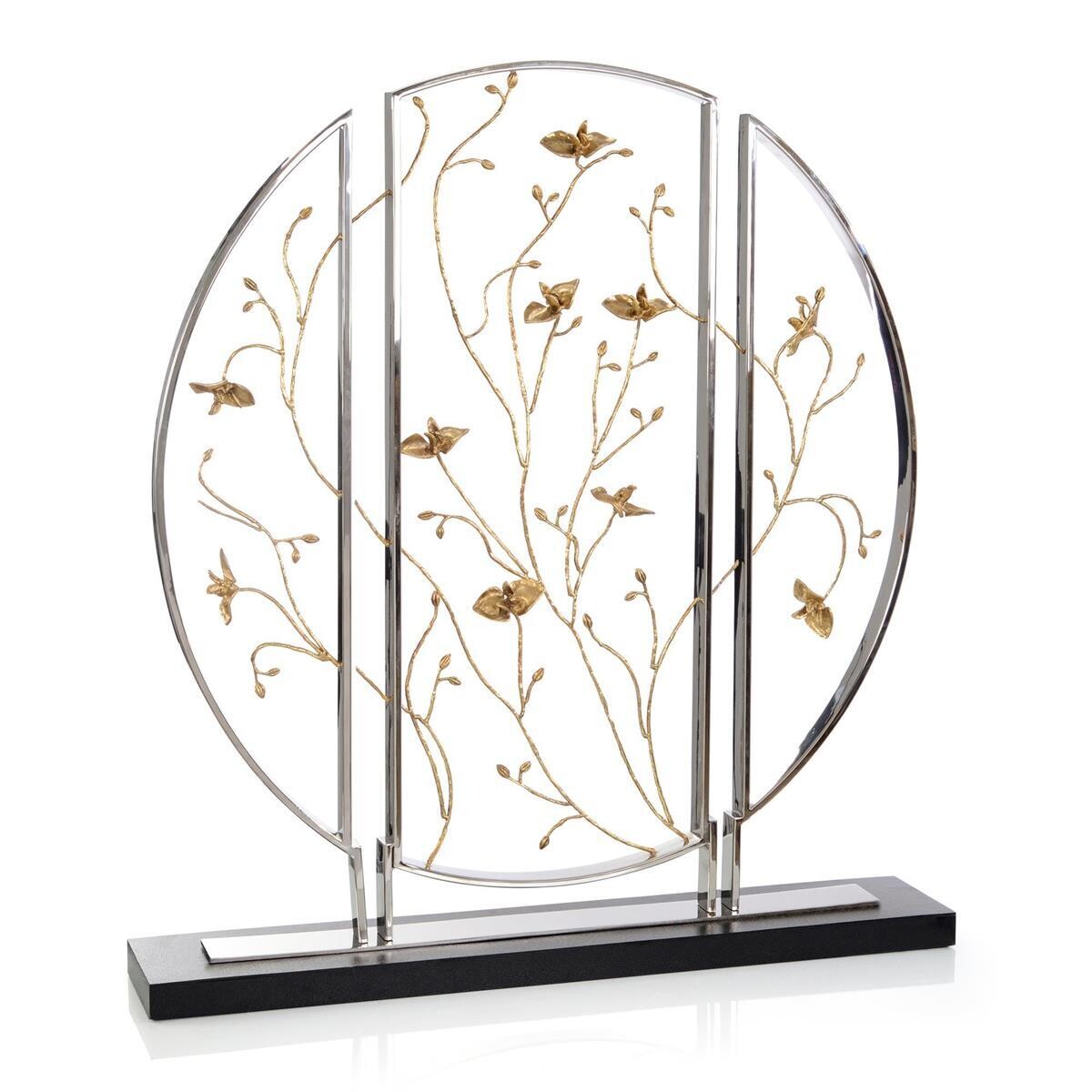Polished Steel and Brass Floral Sculpture