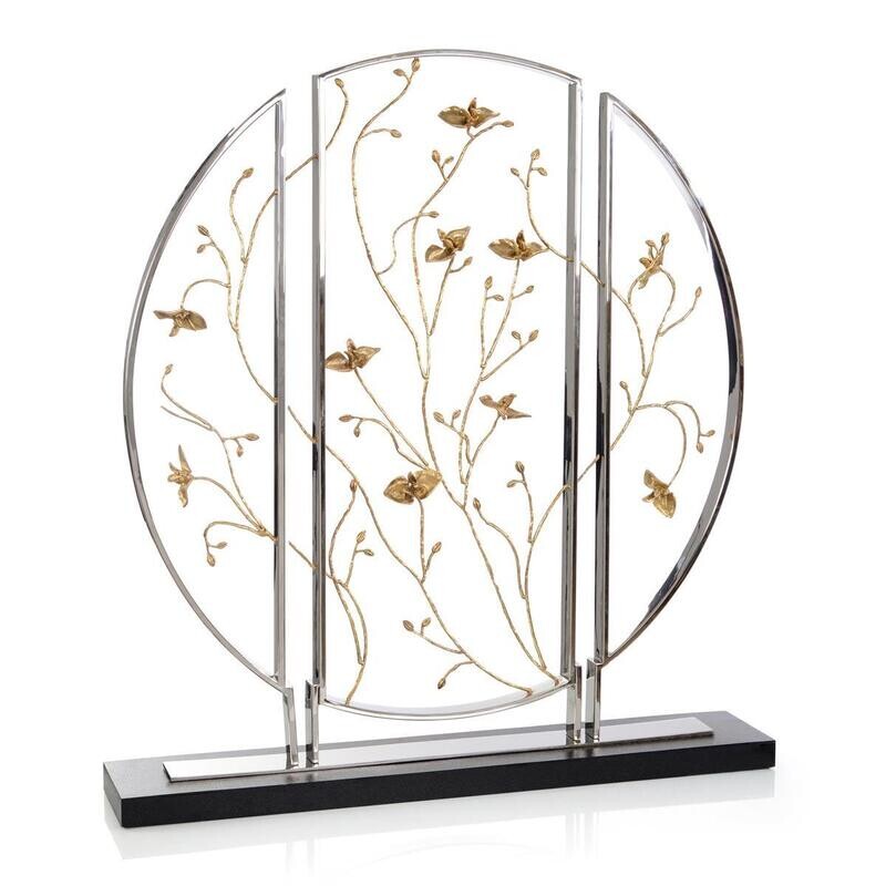 Polished Steel and Brass Floral Sculpture