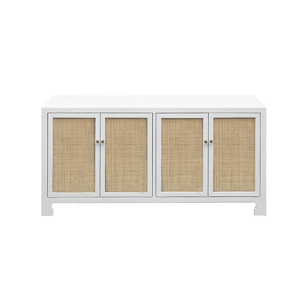 British West Indies White and Natural Cane Cabinet