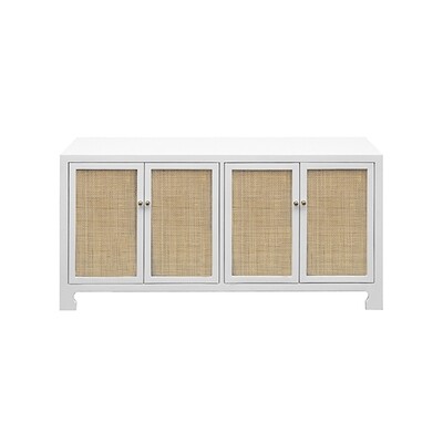 British West Indies White and Natural Cane Cabinet