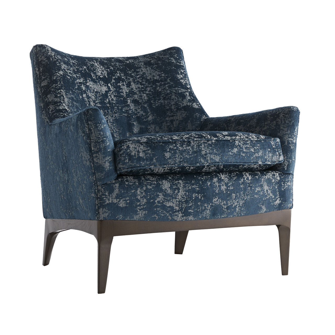 Peacock Chenille Walnut High Back Armchair