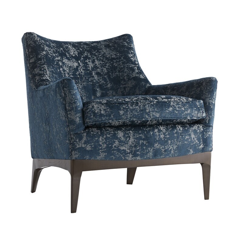 Peacock Chenille Walnut High Back Armchair