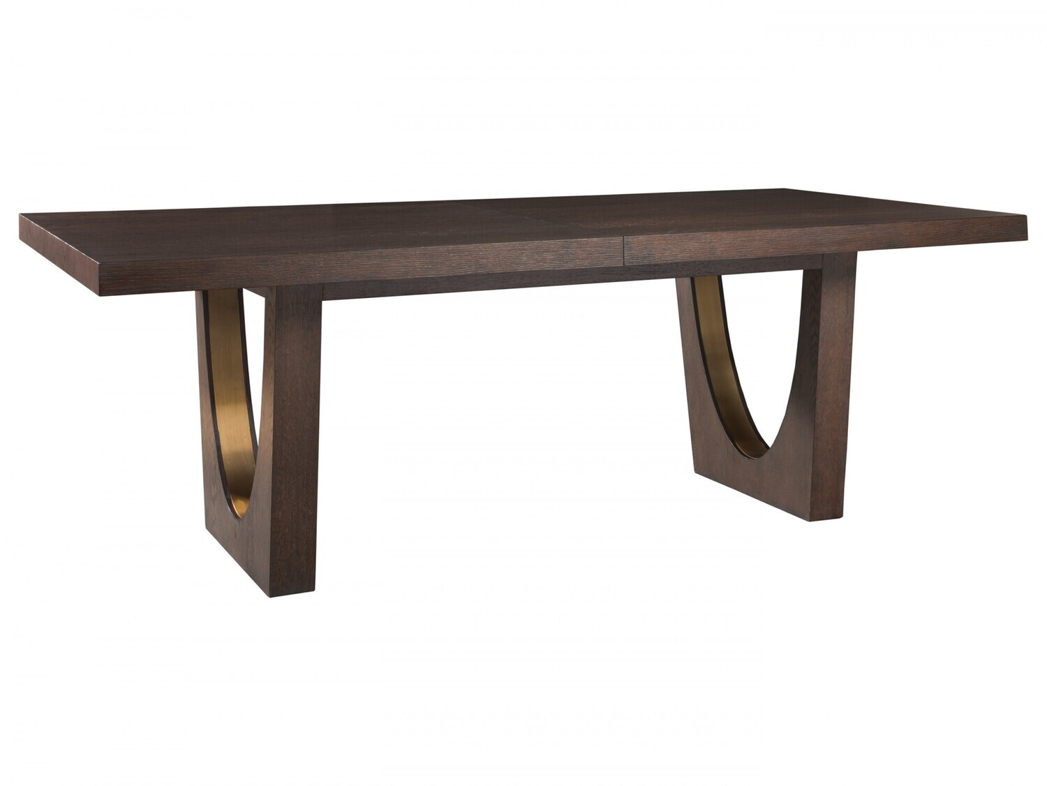 Rectangular Dining Table with Antique Brass Accent