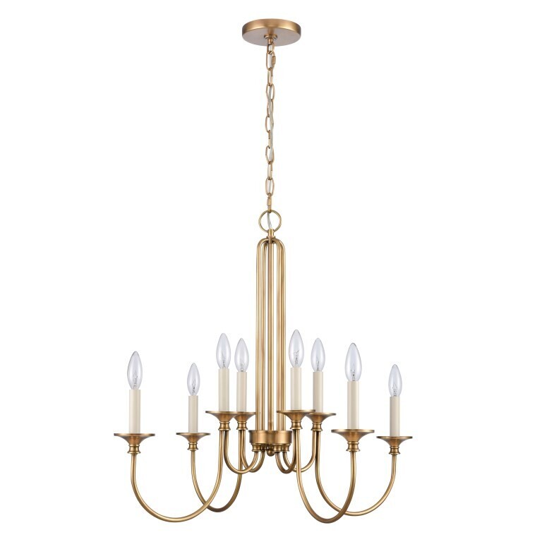 Natural Brass 28" Wide 8-Light Candle Chandelier