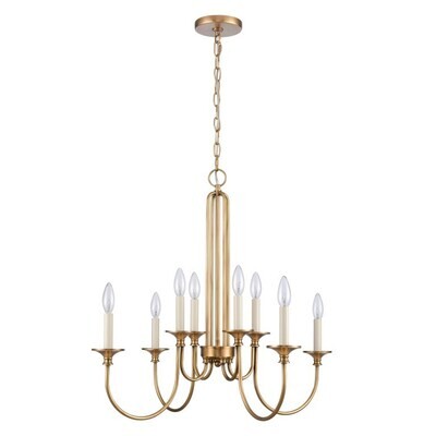 Natural Brass 28" Wide 8-Light Candle Chandelier