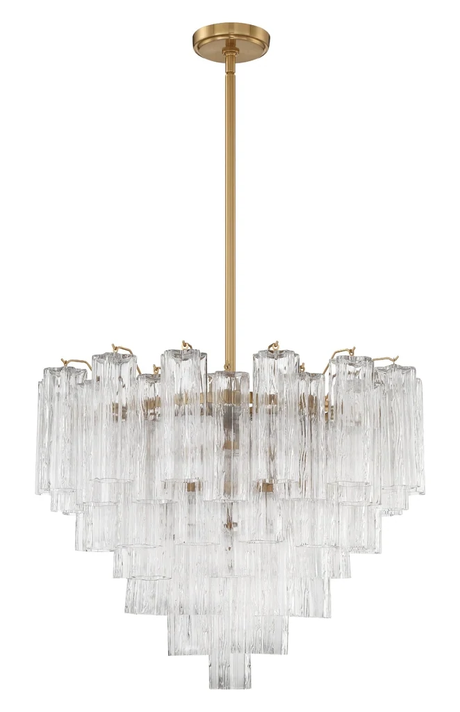 12-Light Tronchi Glass Chandelier in Aged Brass