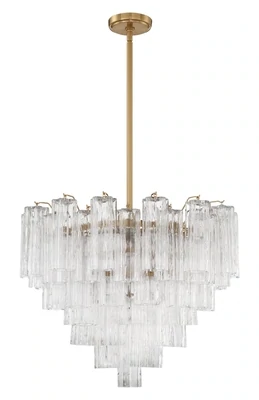 12-Light Tronchi Glass Chandelier in Aged Brass