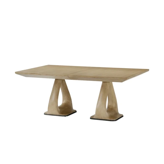 White Oak Rectangular Dining Table with 2 Leaves