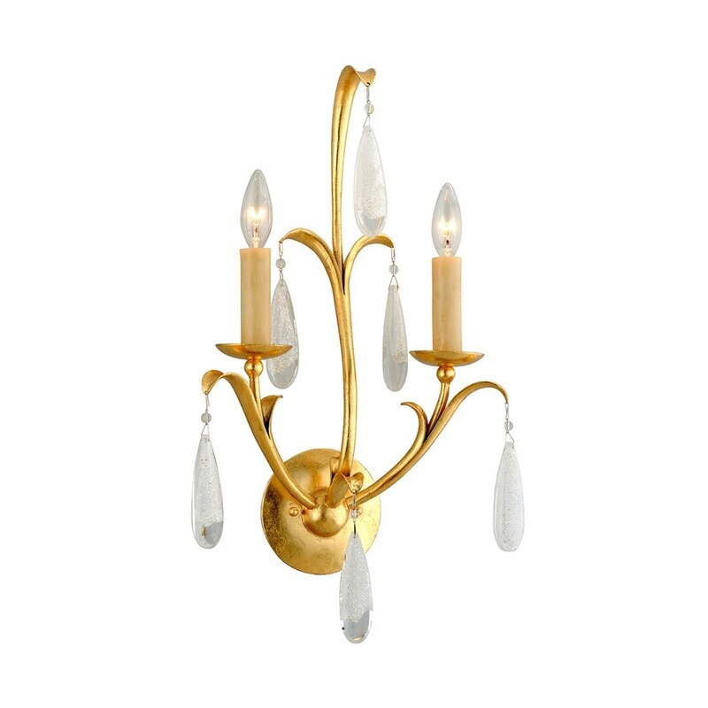 Gold and Crystal 2-Light Wall Sconce