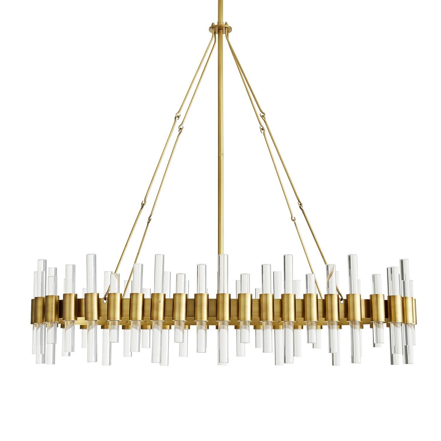 Oval Chandelier - Antique Brass, Clear Acrylic