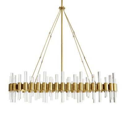 Oval Chandelier - Antique Brass, Clear Acrylic