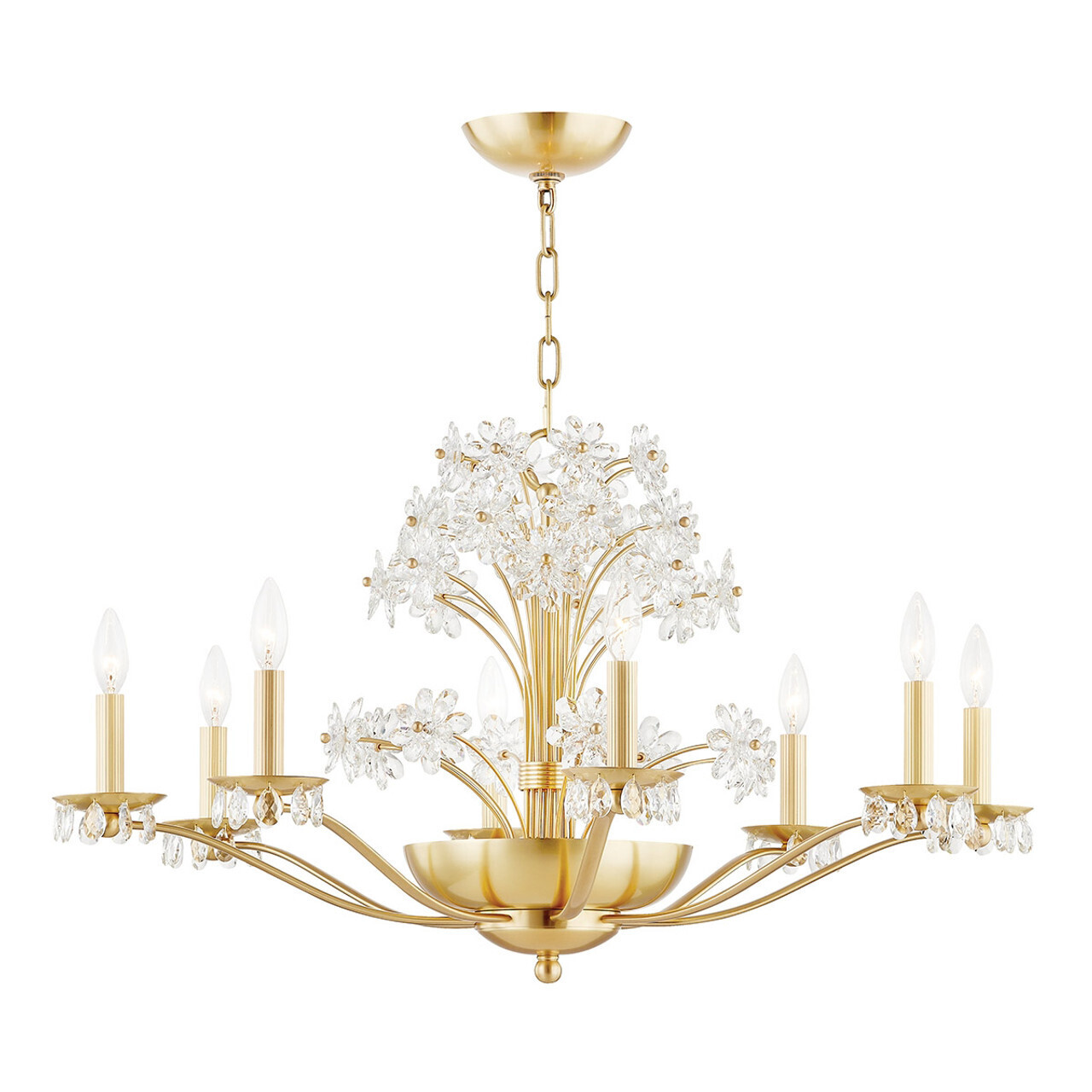 Modern 10-Light Candelabra Chandelier - 34" Wide