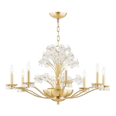 Modern 10-Light Candelabra Chandelier - 34" Wide