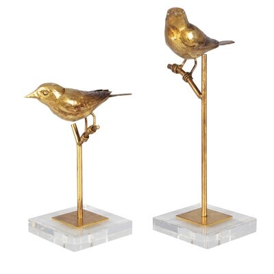 Set of 2 Metal Bird Sculptures