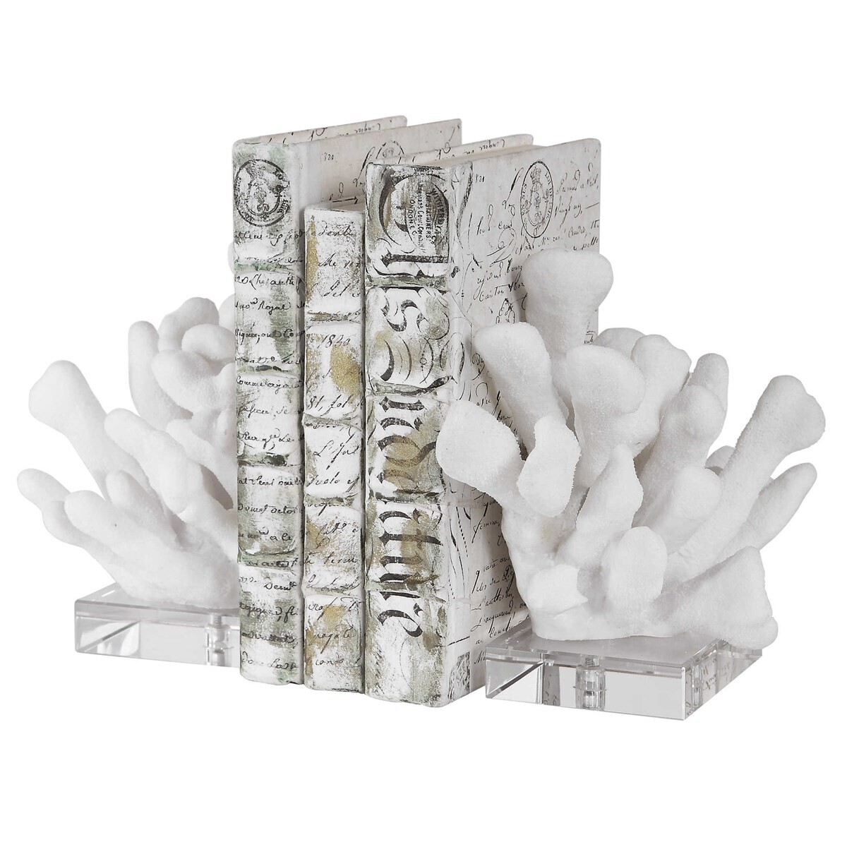Set of 2 Faux Coral Bookends