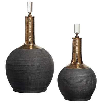 Set of 2 Ceramic Decorative Bottles