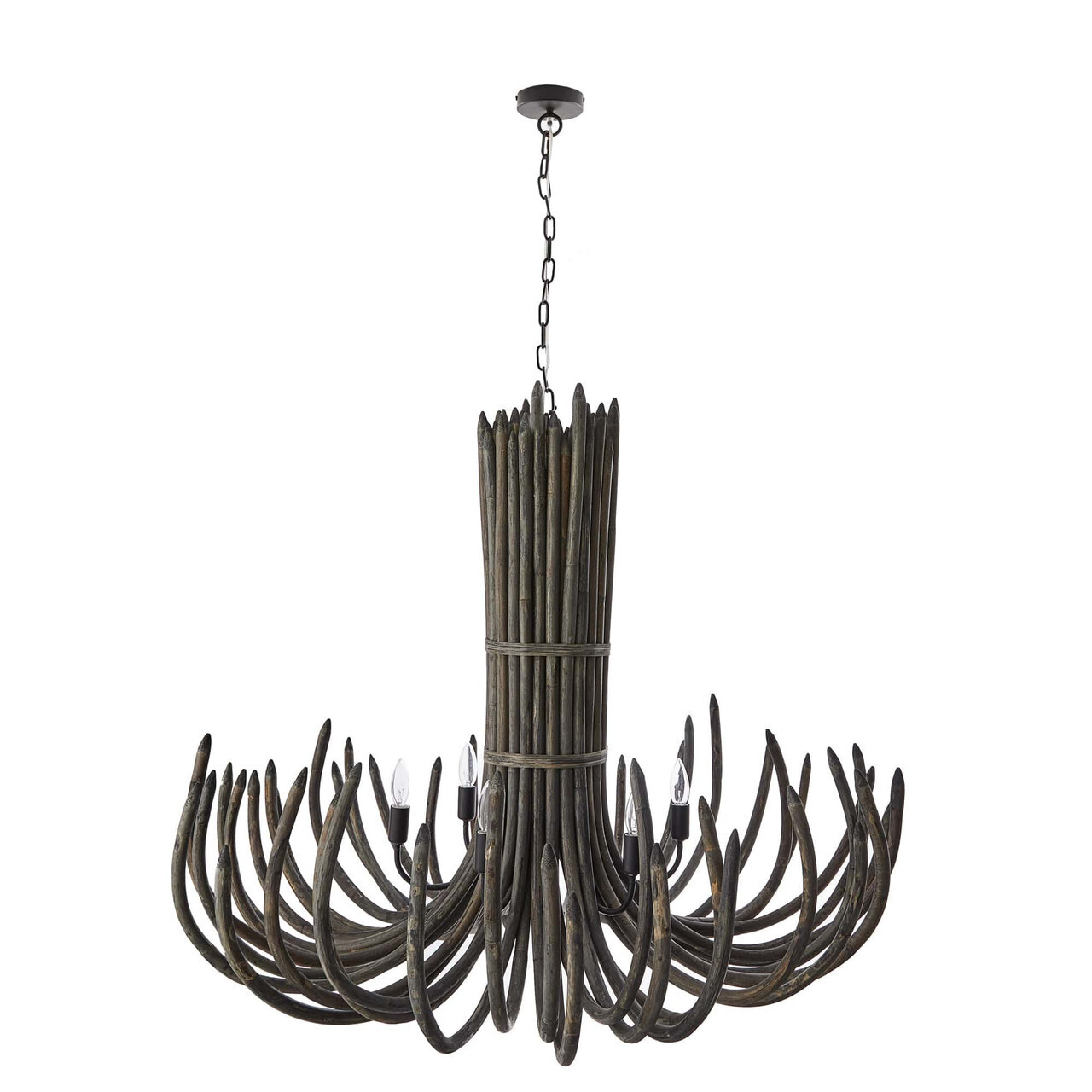 Stark Chandelier - Gray Wash Rattan