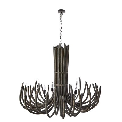 Stark Chandelier - Gray Wash Rattan