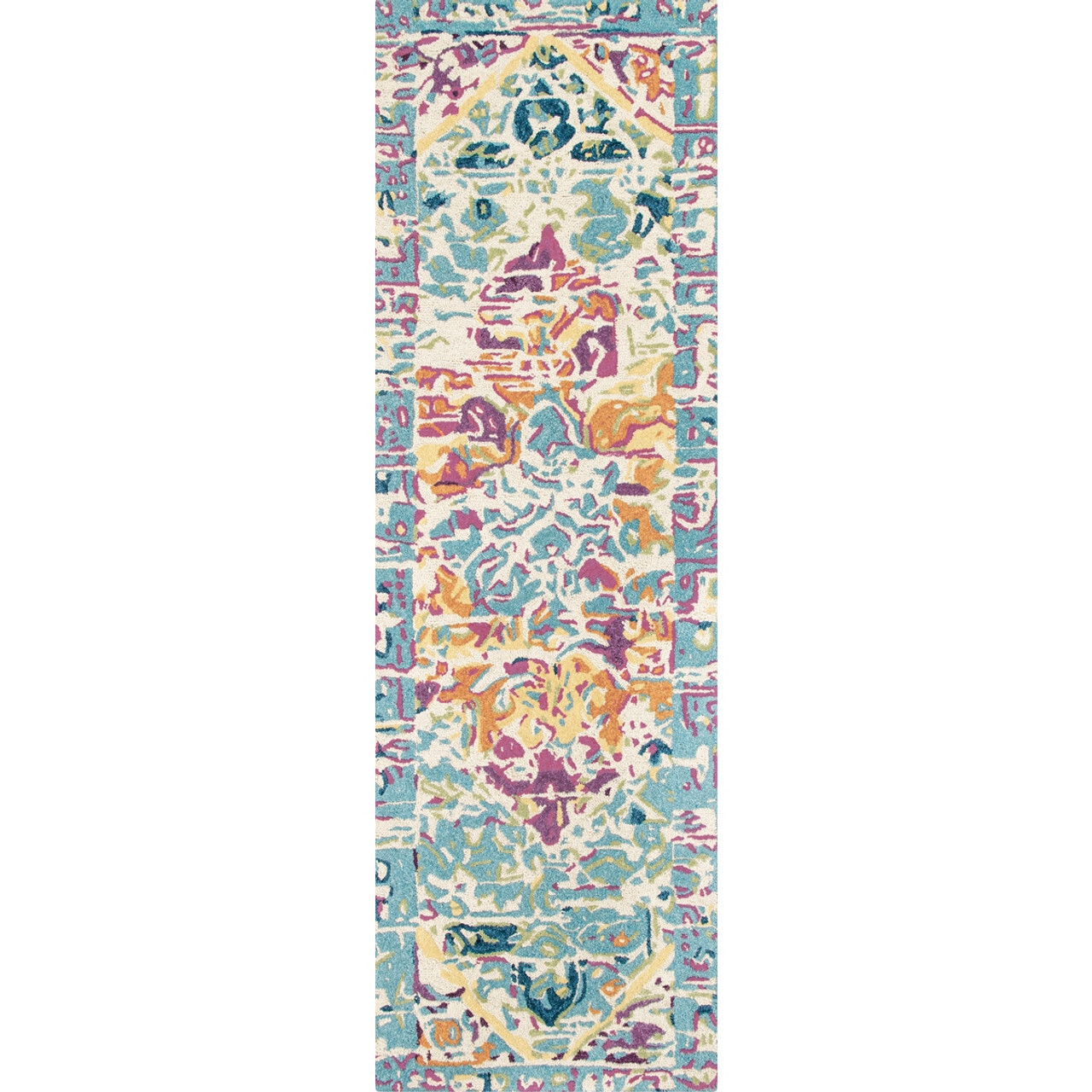 Multi Color 8 Ft Wool Runner Rug