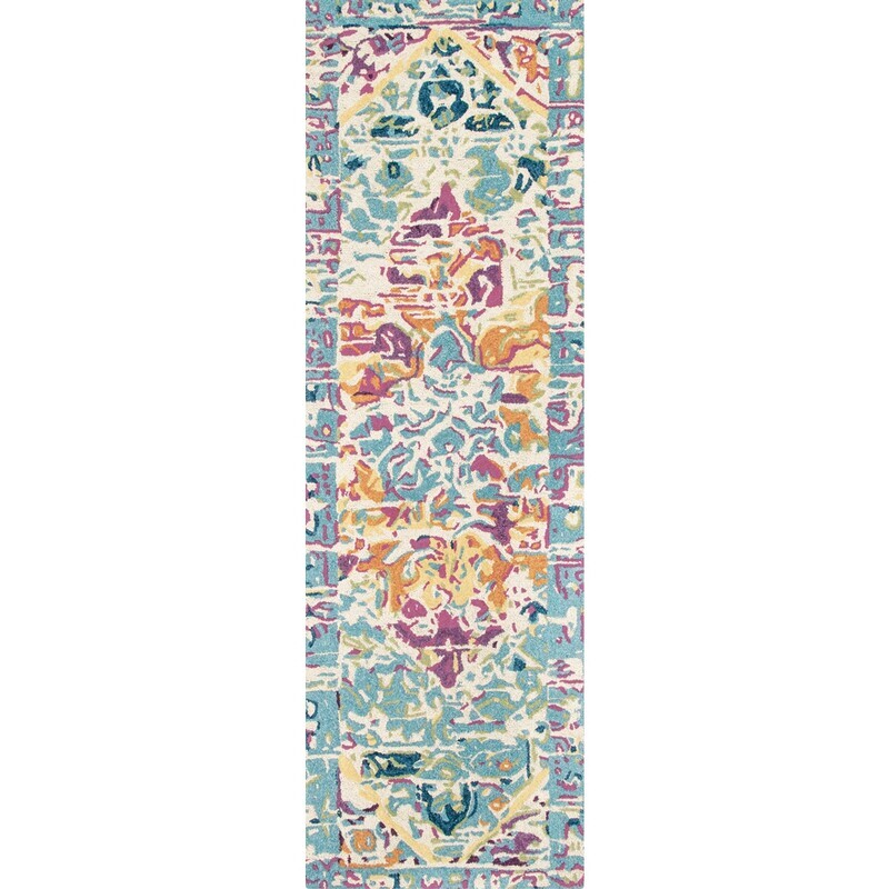 Multi Color 8 Ft Wool Runner Rug