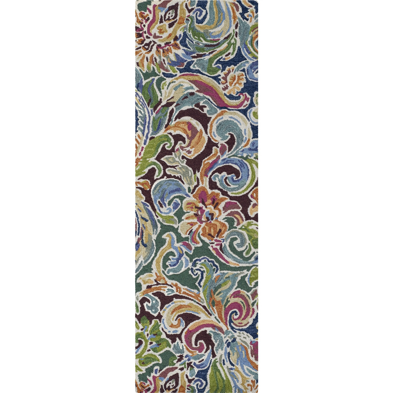 Stained Glass Wool Runner Rug - 2'6" x 8' - Non-Slip