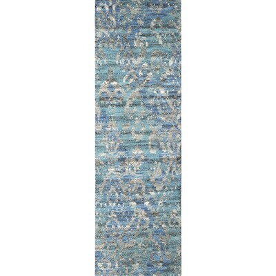 8 Ft Navy Tribal Runner Rug