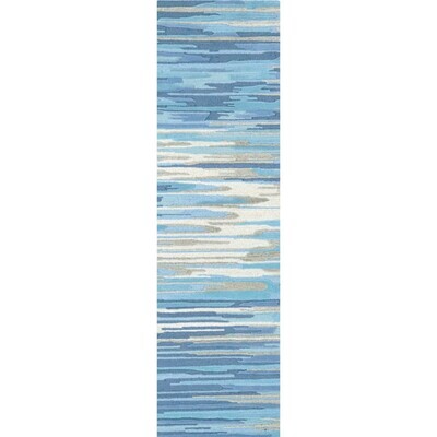 Contemporary Blue 8 Ft Wool Runner Rug