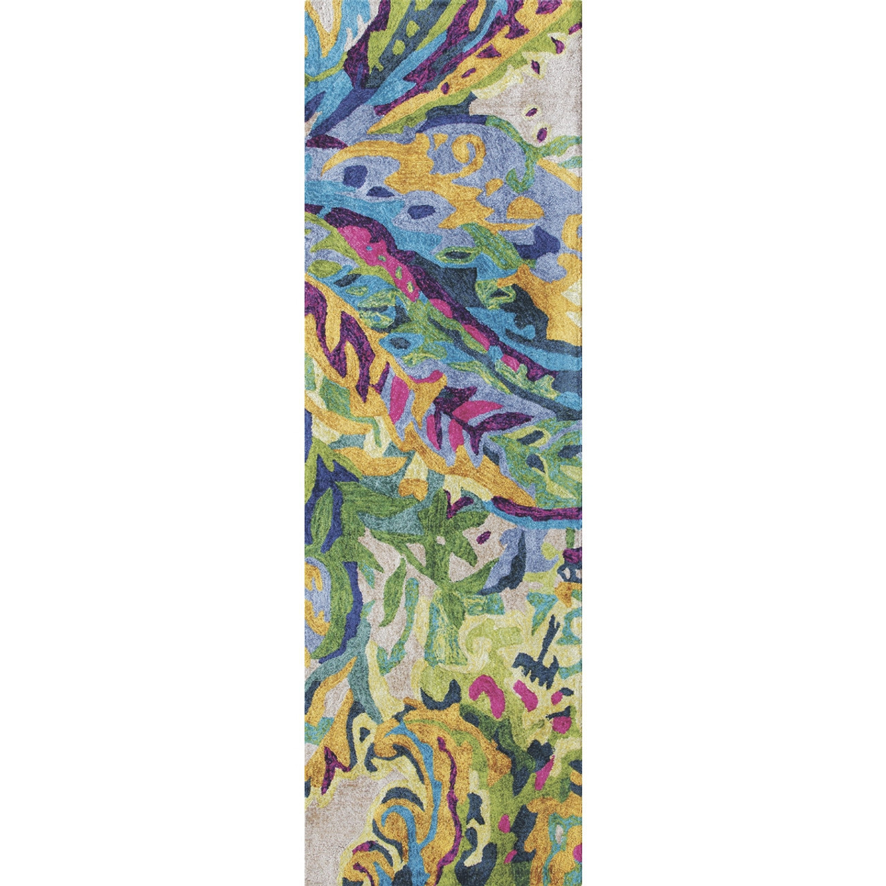 Watercolor Feathers 8 Ft Runner Rug