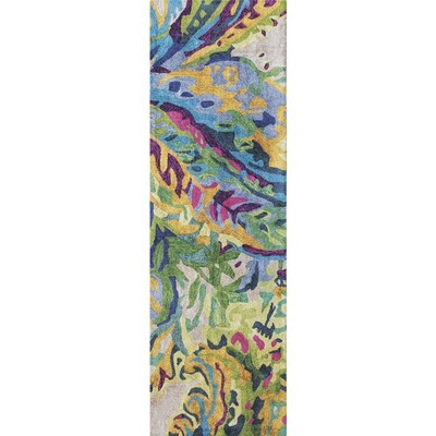 Watercolor Feathers 8 Ft Runner Rug