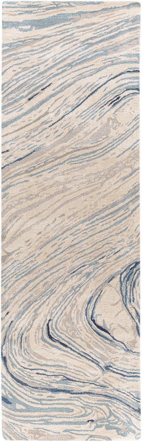 3 Ft x 10 Ft Blue & Cream Runner