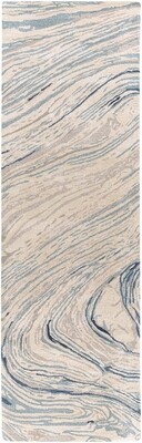 3 Ft x 10 Ft Blue & Cream Runner