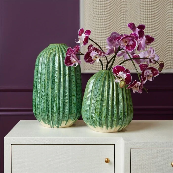 Organic Cactus Glazed Vases - Set of 2