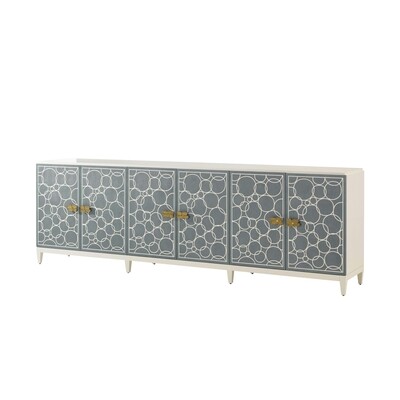 Modern 112-Inch Blue and White Media Cabinet