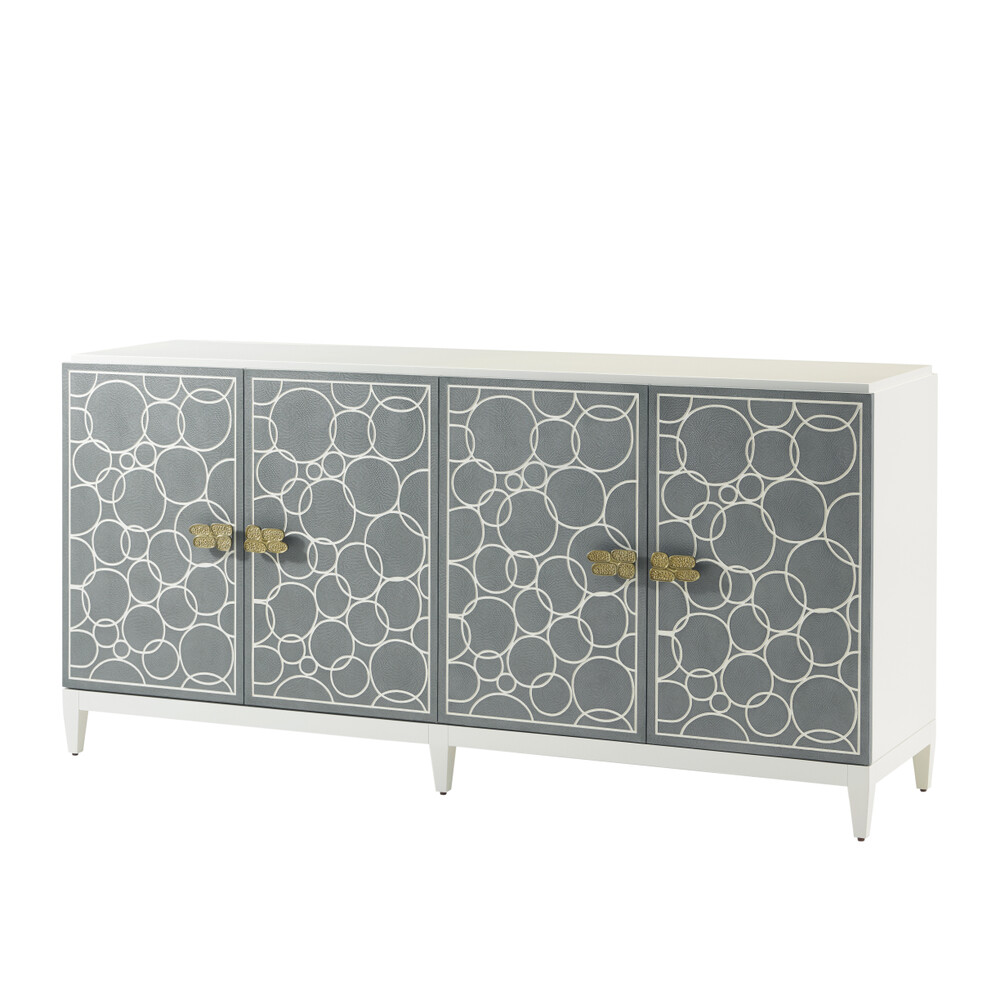 Modern 74-Inch Blue and White Media Cabinet
