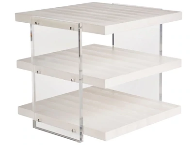 Modern Acrylic Square End Table with Shelves