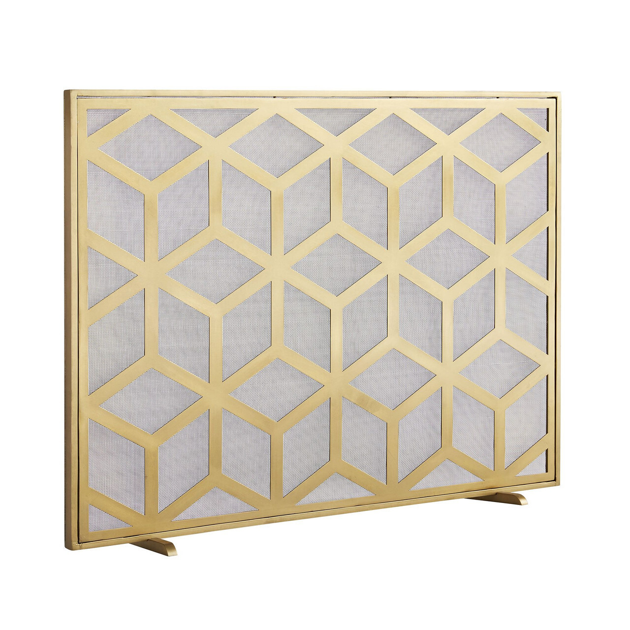 Antique Gold Single Panel Fireplace Screen