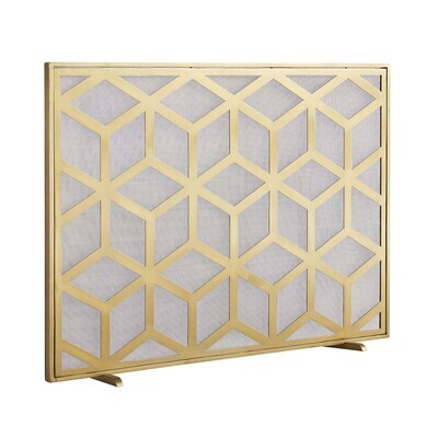 Antique Gold Single Panel Fireplace Screen
