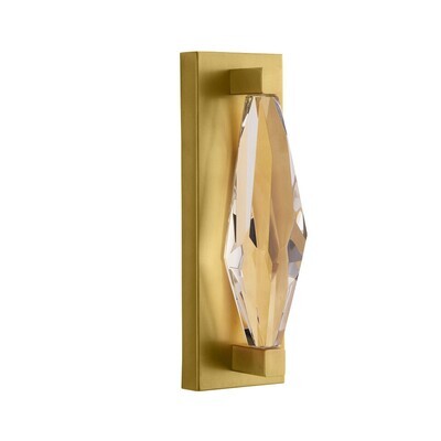 Antique Brass Faceted Crystal Sconce