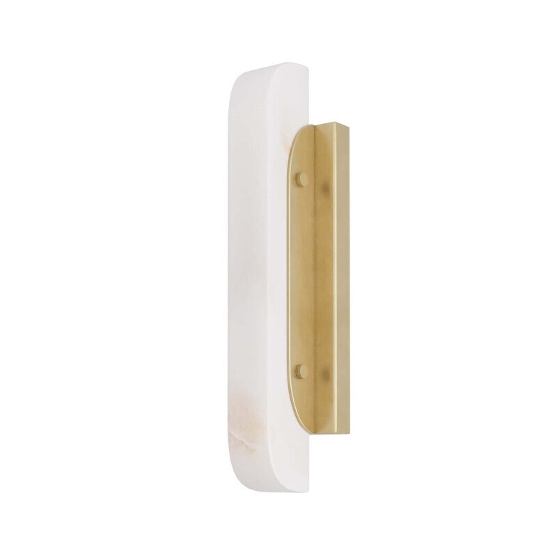 White Alabaster and Antique Brass Sconce