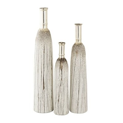 Tall Textured Glass Vases with Brushstrokes - Set of 3