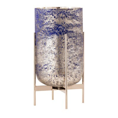 Blue Glass Vase on Gold Stand