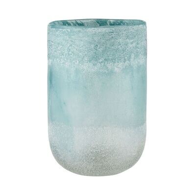 Frosted Turquoise Vase - 12 Inches