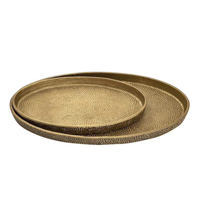 Set of 2 Oval Brass Pebble Trays