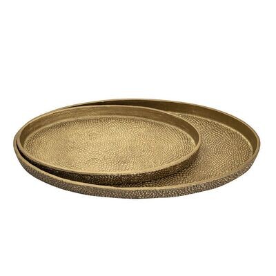 Set of 2 Oval Brass Pebble Trays