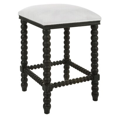 Black Upholstered Backless Counter Stool