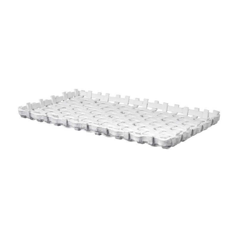 White Glazed Basket Weave Tray