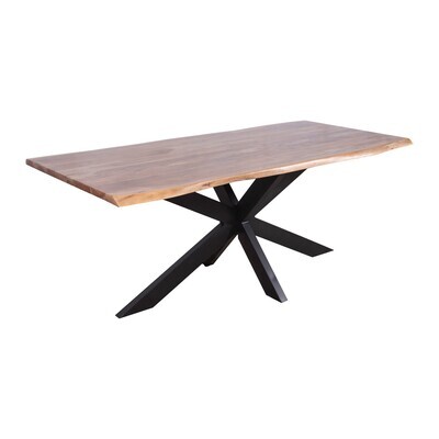 Live Edge Dining Table with Modern Metal Base