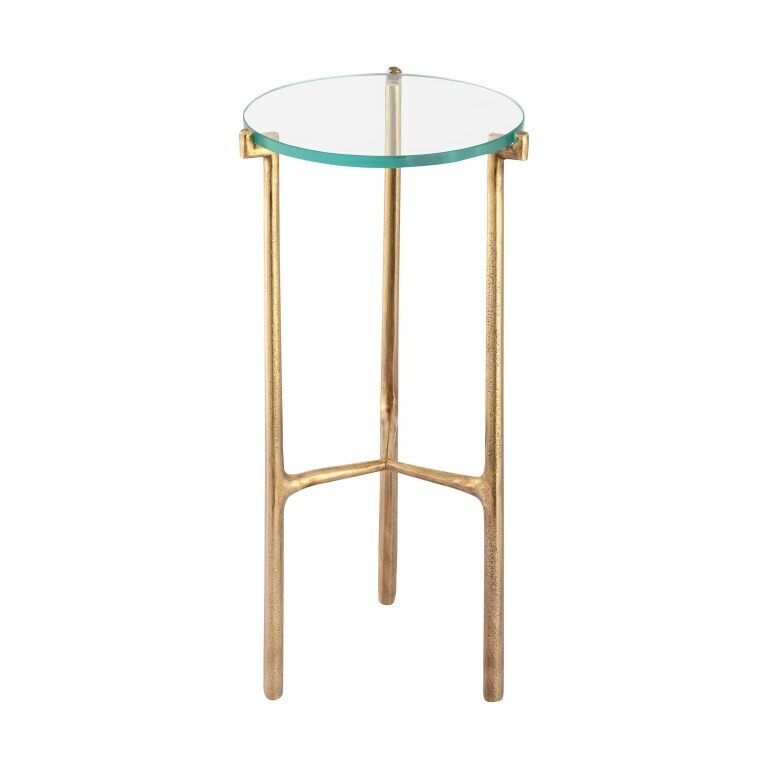 9.75" Dia Antique Brass Martini Table