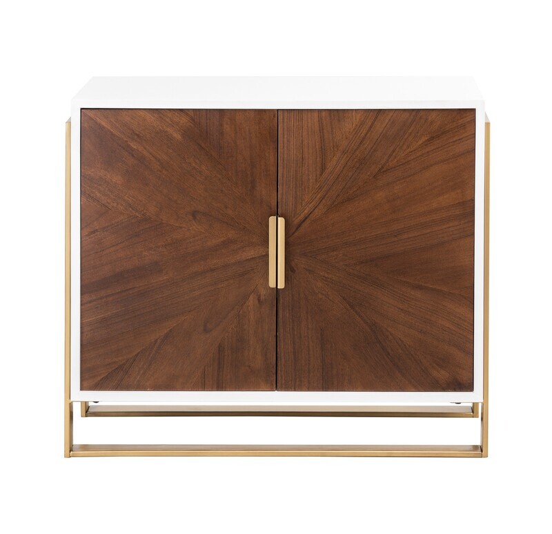 Quarter Cut Veneer and White Accent Cabinet
