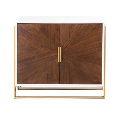 Quarter Cut Veneer and White Accent Cabinet